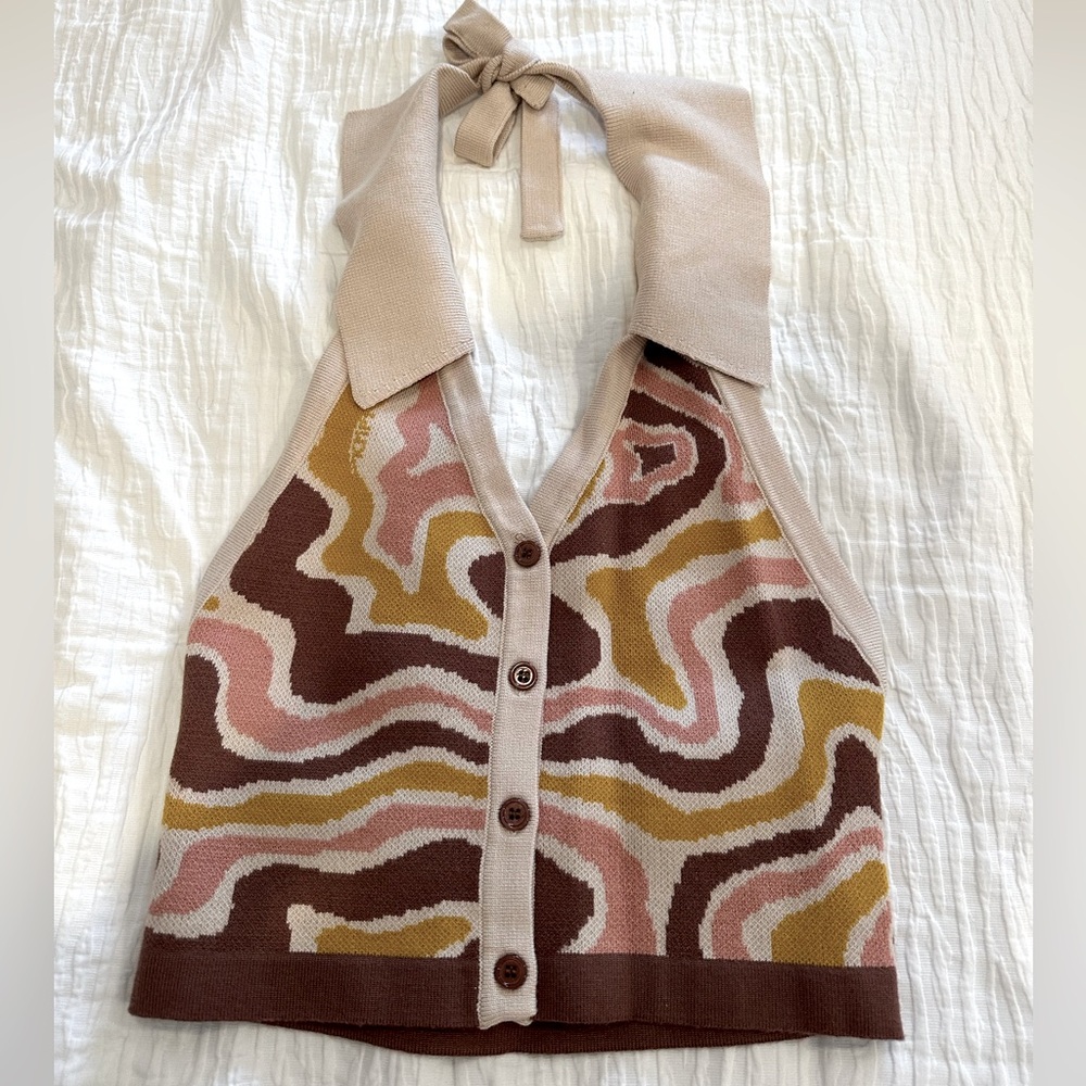 Colorful mock neck tank top